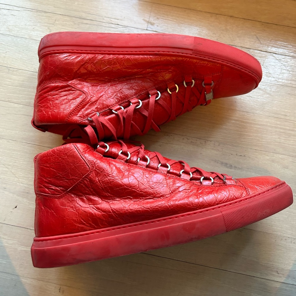 Red Balenciaga Arena leather High Trainer